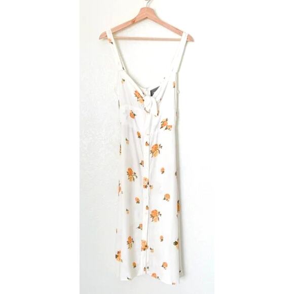 Reformation 6 Frankfort Button Front Floral Dress Tie Front Silky Yellow White - Picture 10 of 11